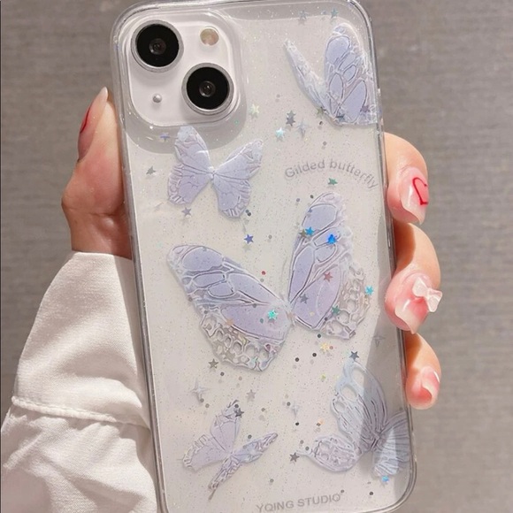 Soft flex iPhone 12 case. Clear with purple butterfly design. Lovely 💜🦋💜 - Picture 1 of 5